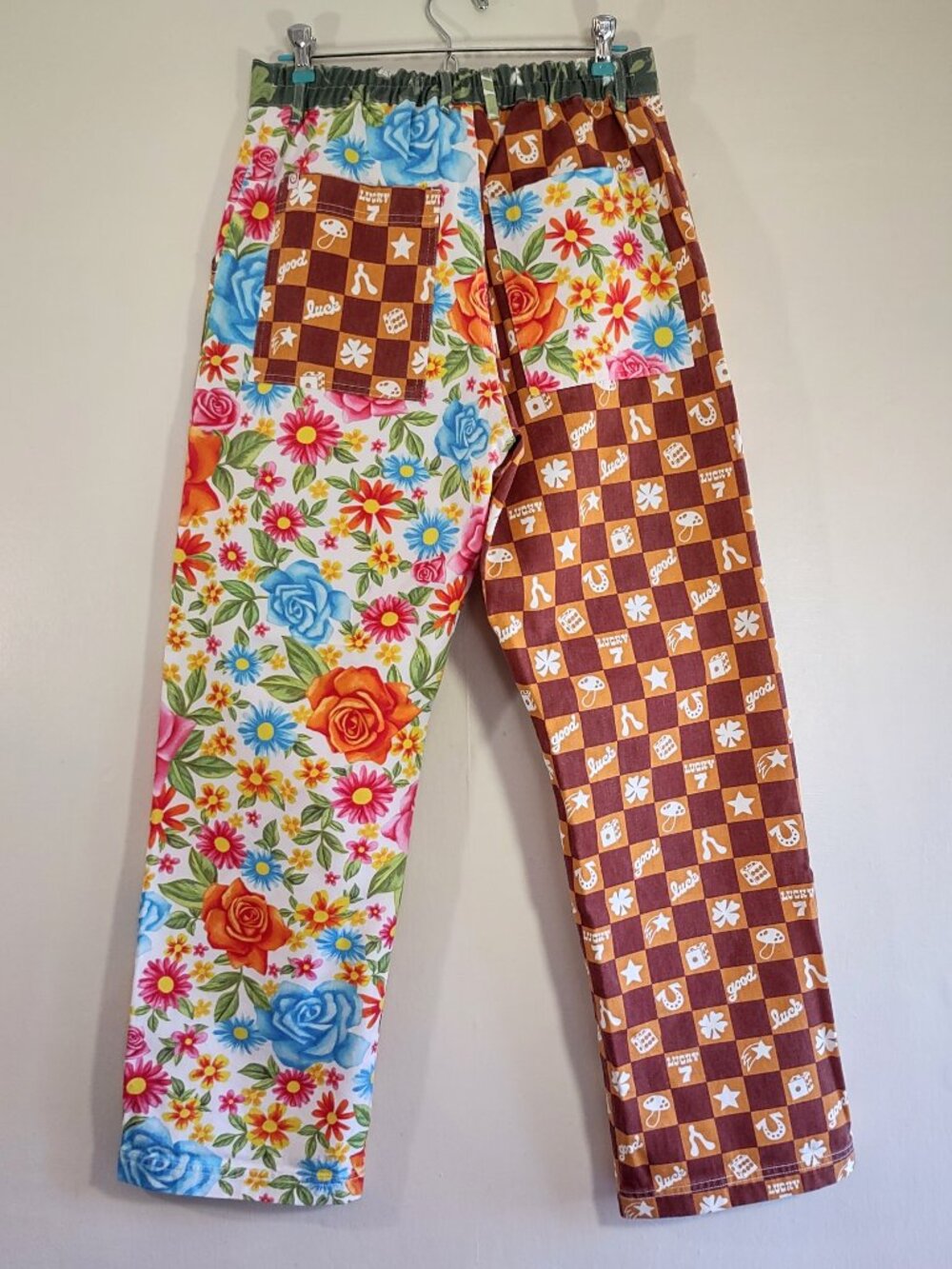 Big Bud Press MisMatched Work Pants Size Medium Cargo Floral Lucky Accents - Picture 5 of 15